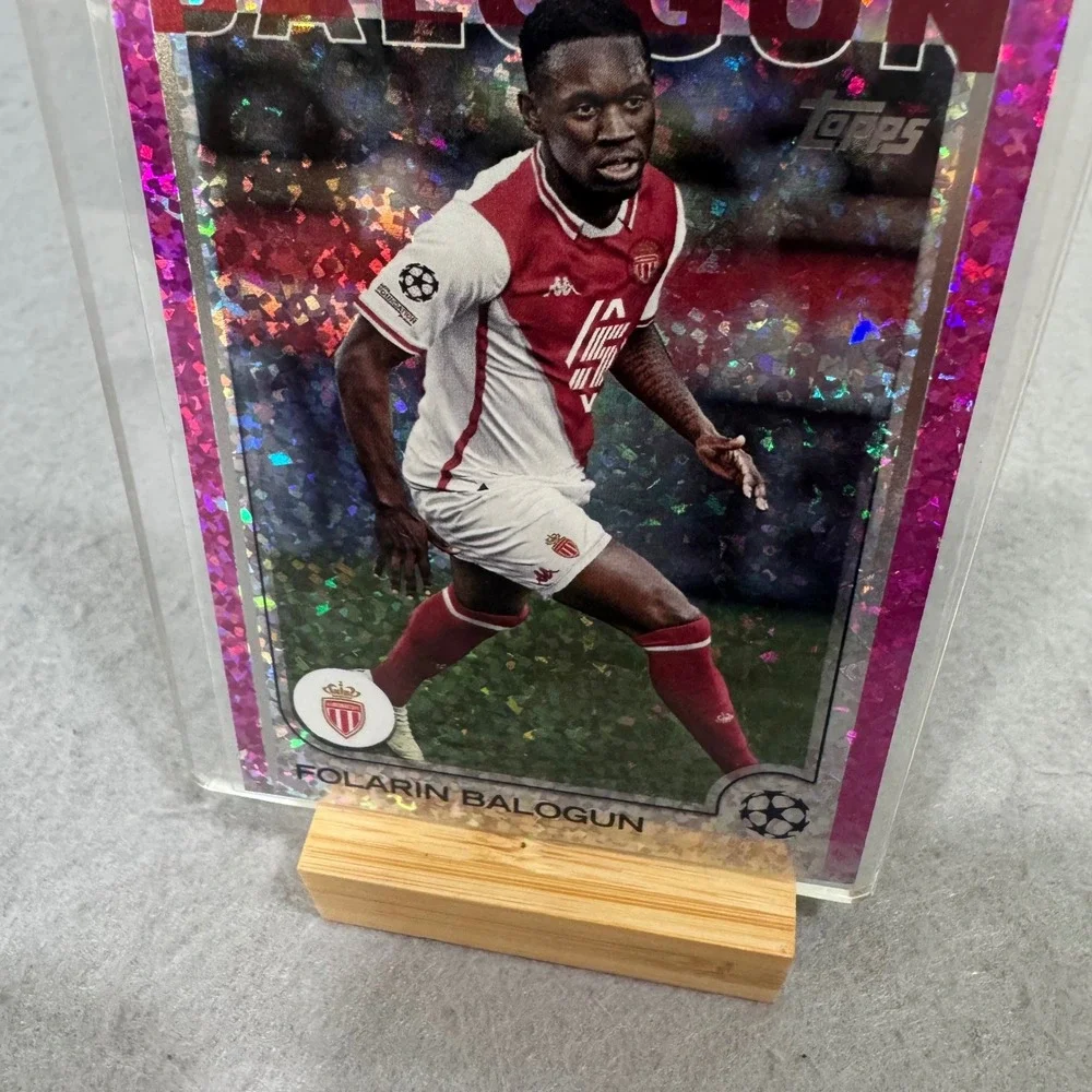 Topps Trading Card Folarin Balogun AS Monaco Pink Sparkle Foil UEFA CL #21